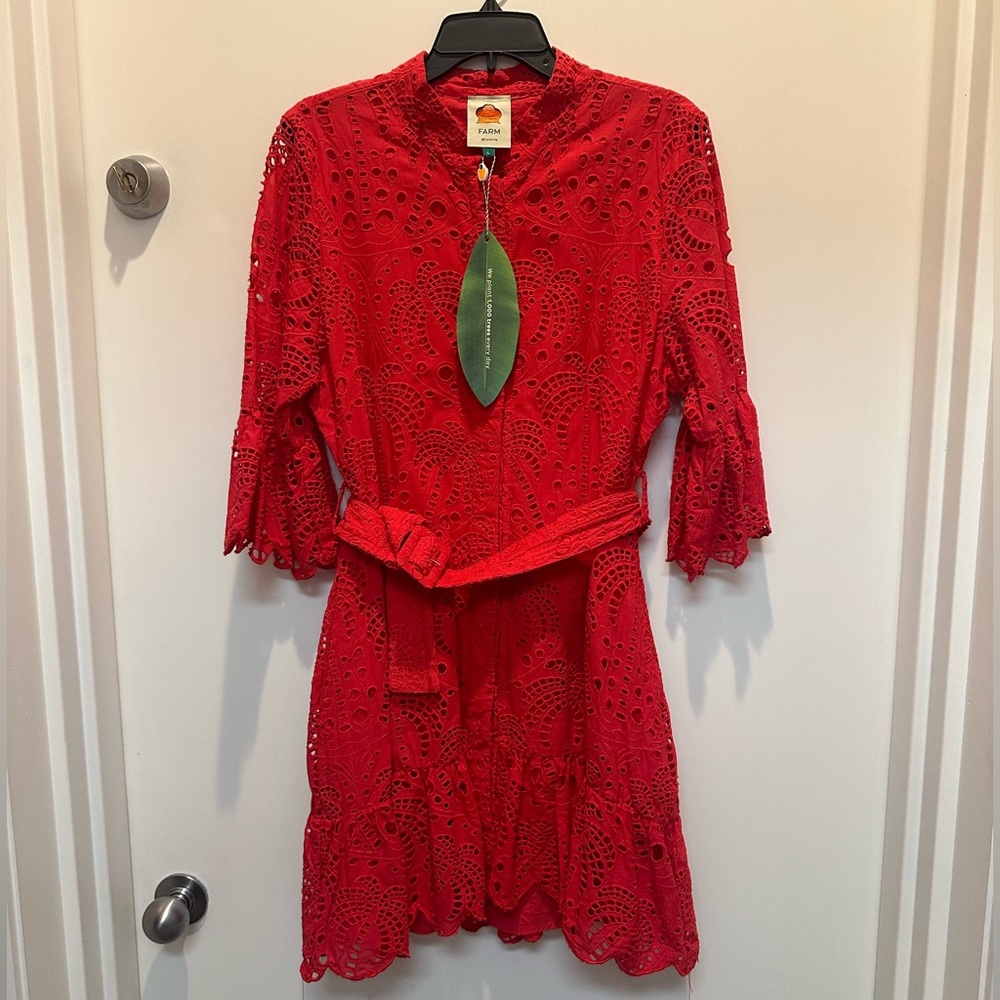 Farm Rio red eyelet dress size large